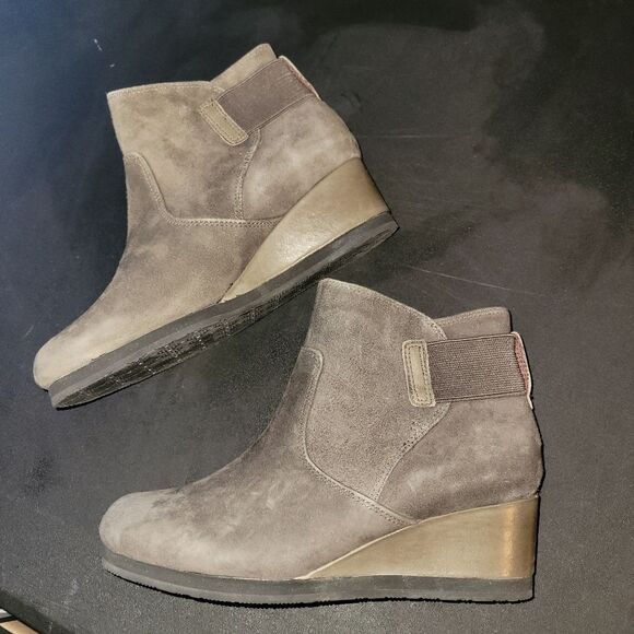 Earthies Beaumont Grey Suede Leather Booties 7 - Picture 3 of 12